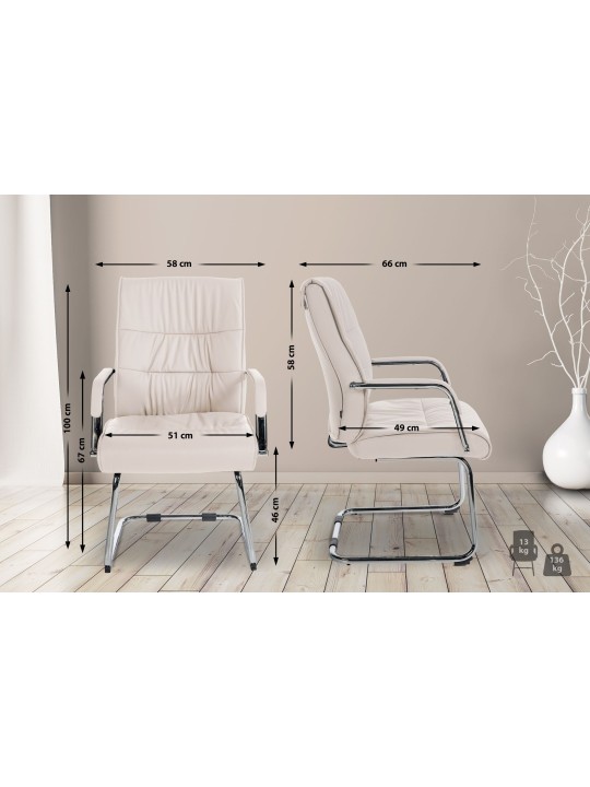 Lot de 2 chaises visiteurs Sievert, crème