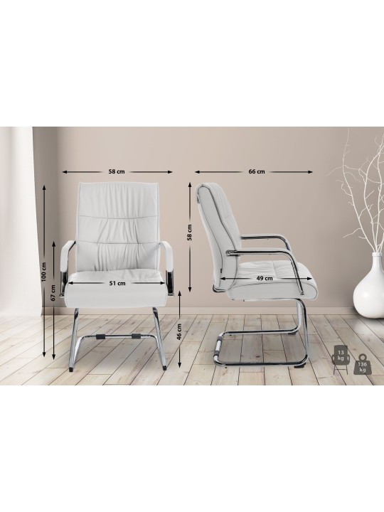 Lot de 2 chaises visiteurs Sievert, blanc