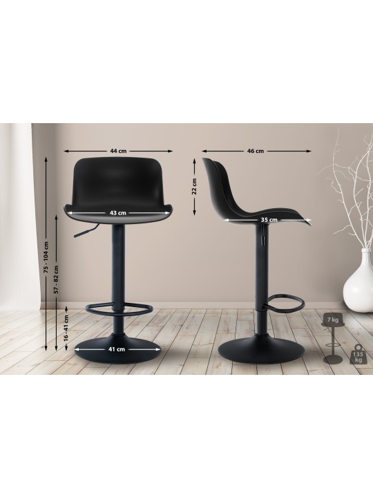 Tabouret de bar Almada, noir Tabouret de bar Almada, noir