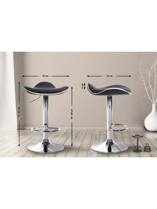 Tabouret de bar Shanghai simili cuir C, noir