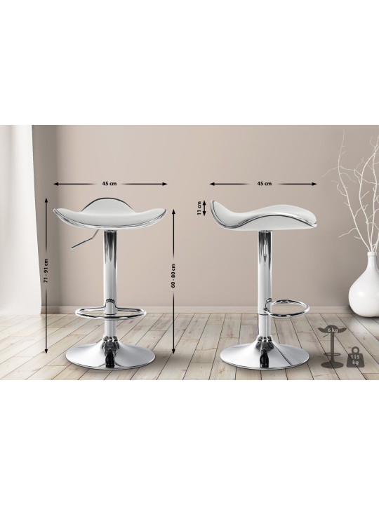 Tabouret de bar Shanghai simili cuir C, blanc