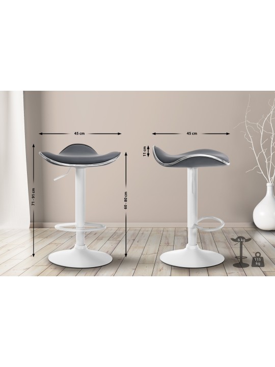 Tabouret de bar Shanghai simili cuir, gris Tabouret de bar Shanghai simili cuir, gris