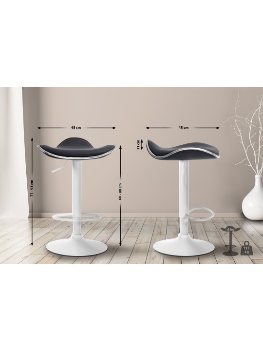 Tabouret de bar Shanghai simili cuir, noir