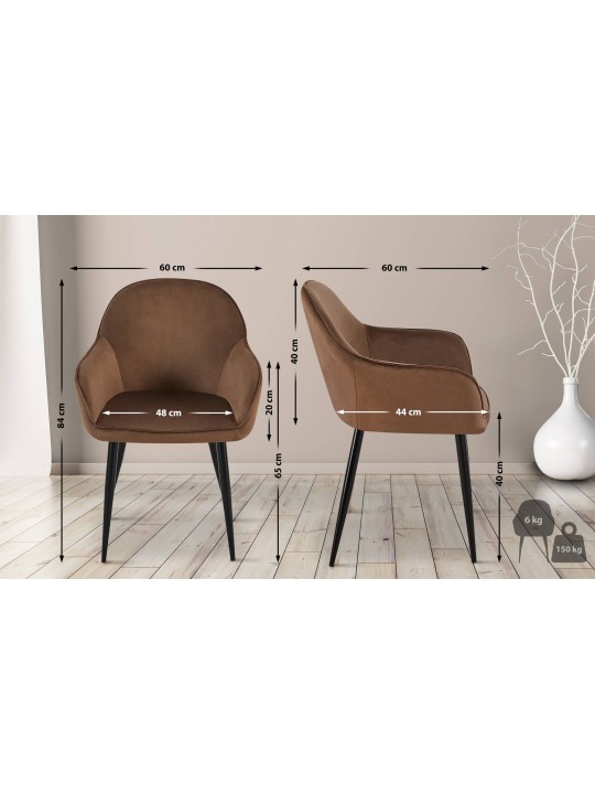 Chaise de salle à manger en velours Boise, brun Chaise de salle à manger en velours Boise, brun