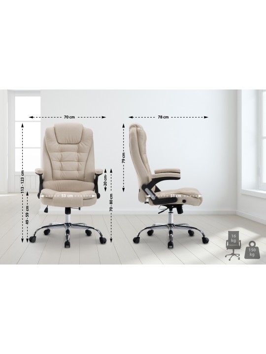 Chaise de bureau Thor tissu, crème