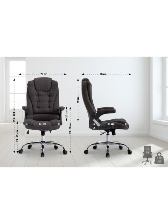 Chaise de bureau Thor tissu, gris foncé