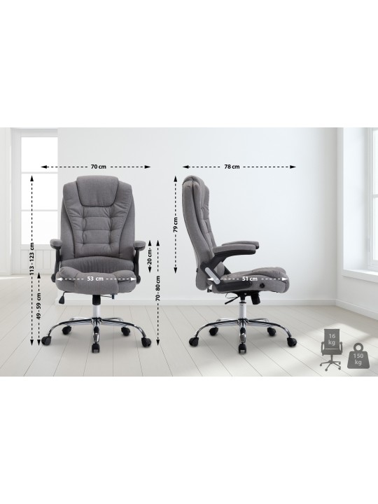 Chaise de bureau Thor tissu, gris