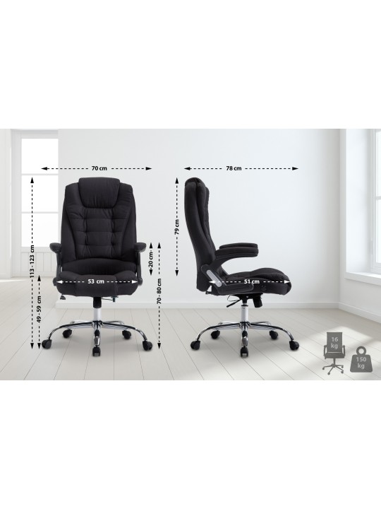 Chaise de bureau Thor tissu, noir