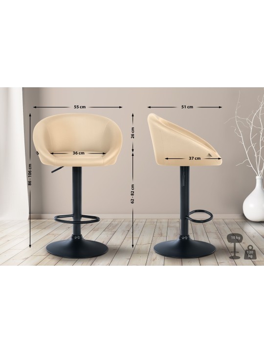 Tabouret de bar Davie simili cuir, crème
