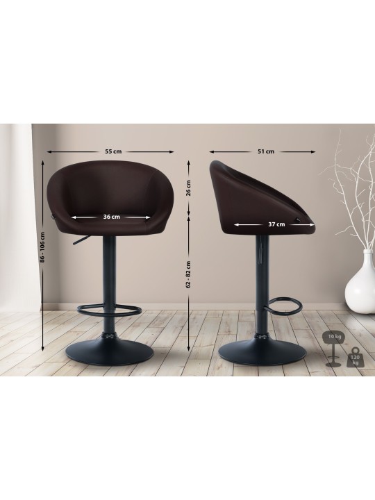 Tabouret de bar Davie simili cuir, brun