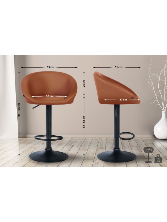 Tabouret de bar Davie simili cuir, brun clair