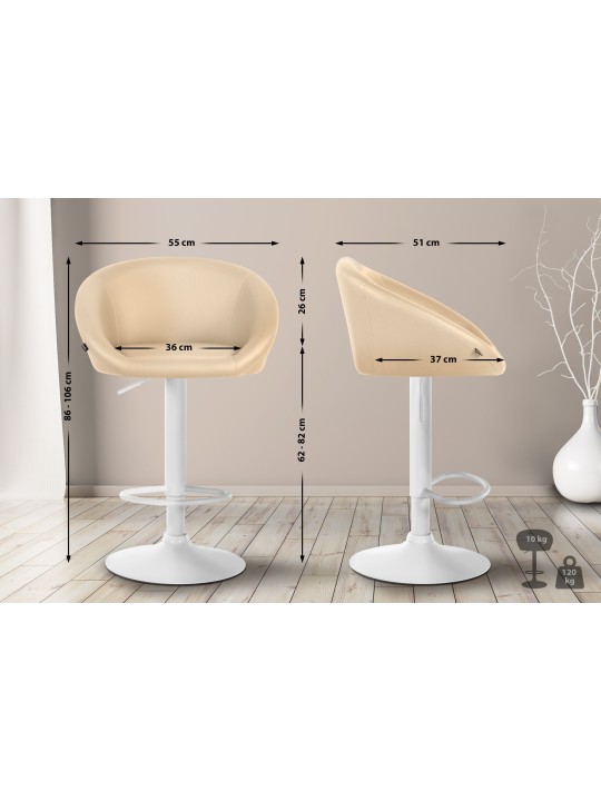 Tabouret de bar Davie simili cuir, crème Tabouret de bar Davie simili cuir, crème