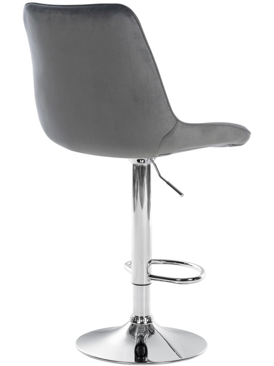 Lot de 2 tabourets de bar Toni velours chrome, gris foncé