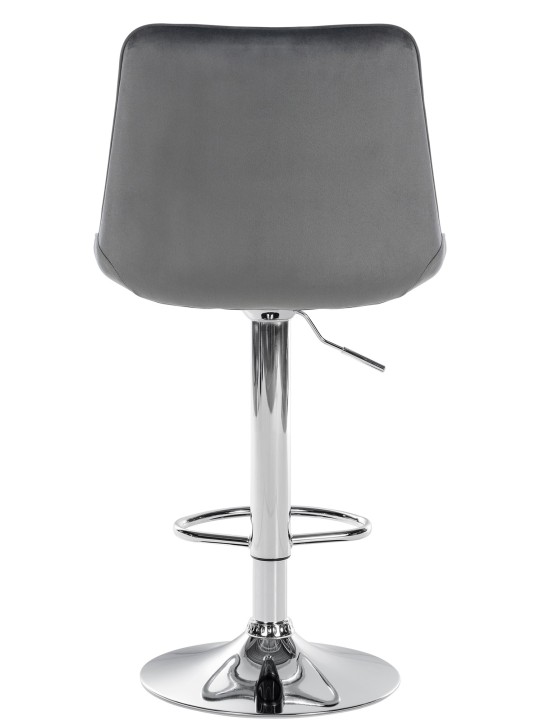 Lot de 2 tabourets de bar Toni velours chrome, gris foncé