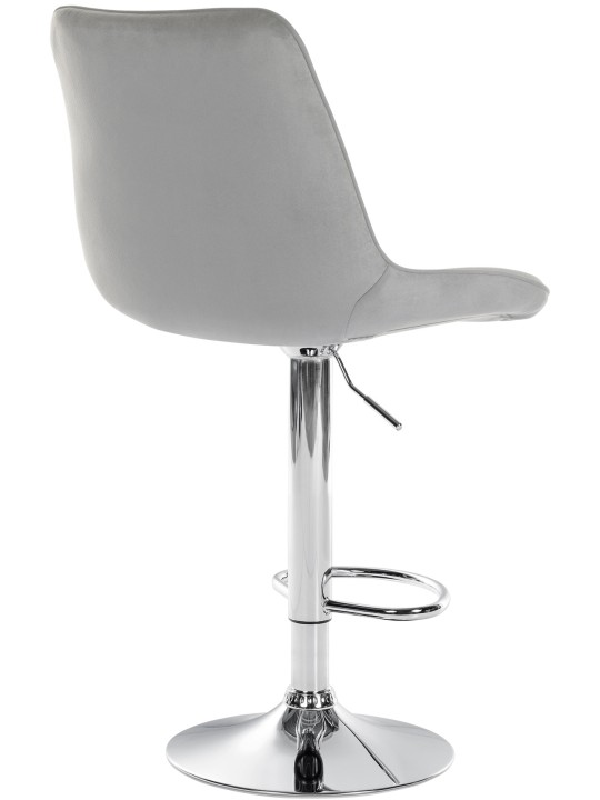 Lot de 2 tabourets de bar Toni velours chrome, gris