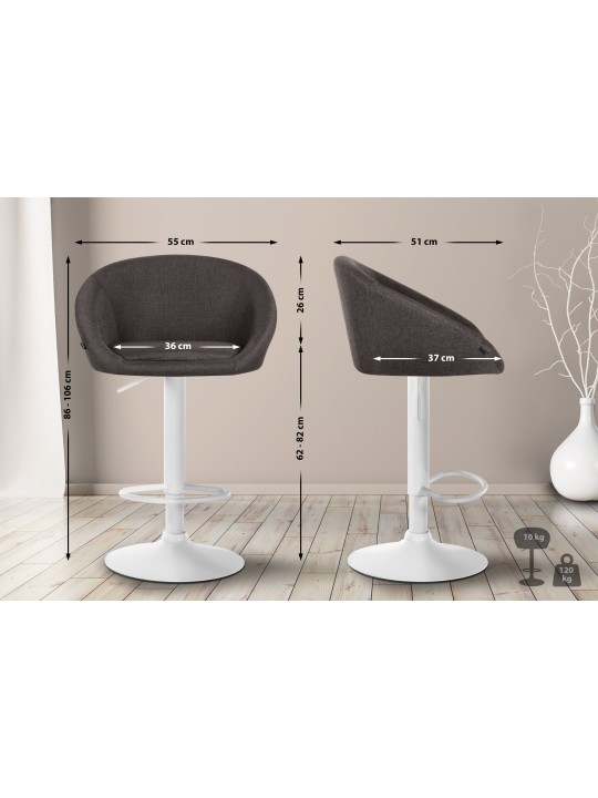 Tabouret de bar Davie tissu, gris foncé Tabouret de bar Davie tissu, gris foncé