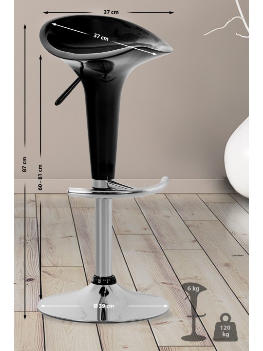 Tabouret de bar Saddle, noir
