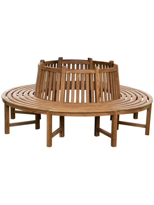 Banc d'arbre Nila 206cm rond avec dossier, brun