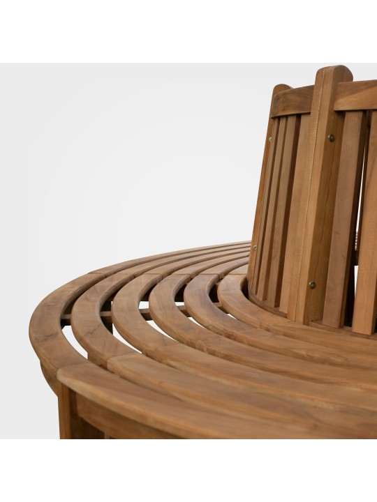 Banc d'arbre Nila 206cm rond avec dossier, brun