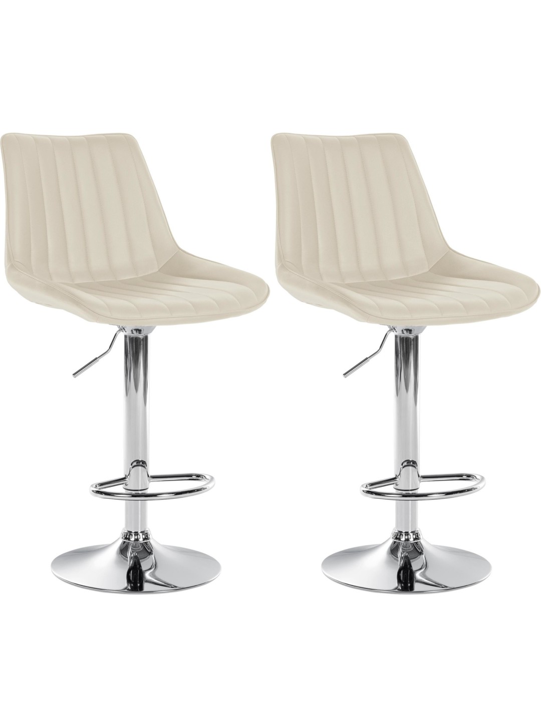 Lot de 2 tabourets de bar Toni simili cuir chromé, crème