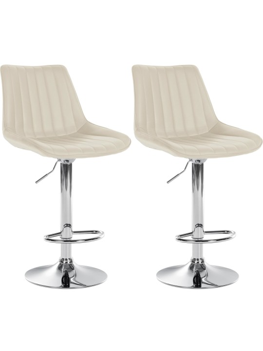 Lot de 2 tabourets de bar Toni simili cuir chromé, crème