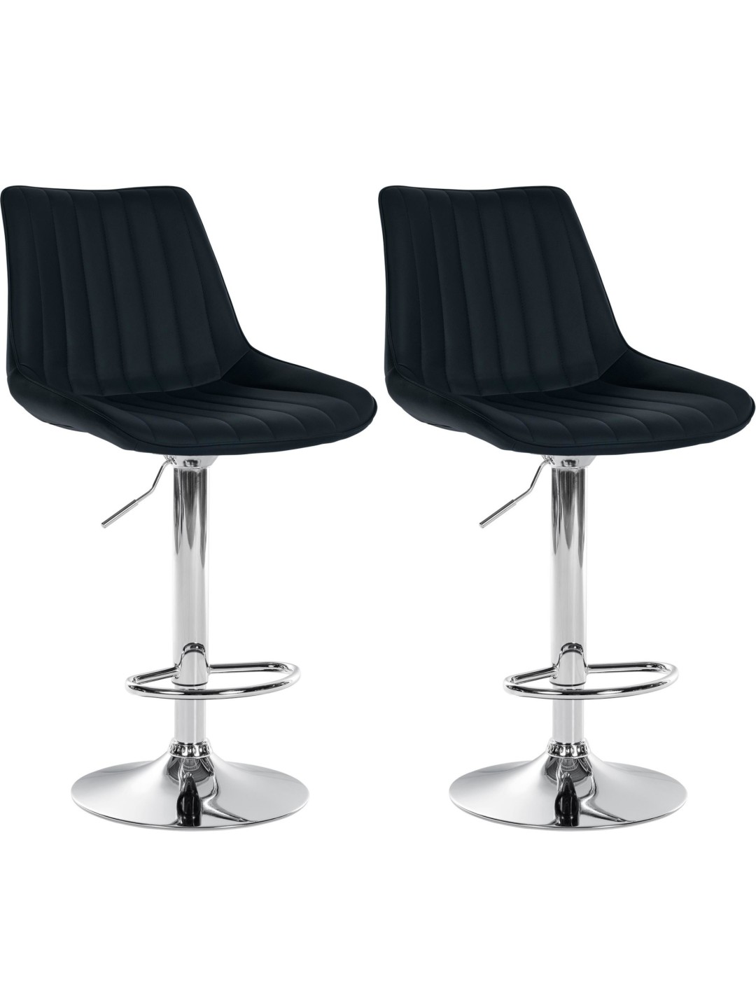 Lot de 2 tabourets de bar Toni simili cuir chromé, noir