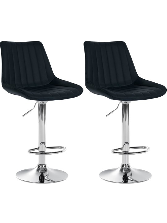Lot de 2 tabourets de bar Toni simili cuir chromé, noir