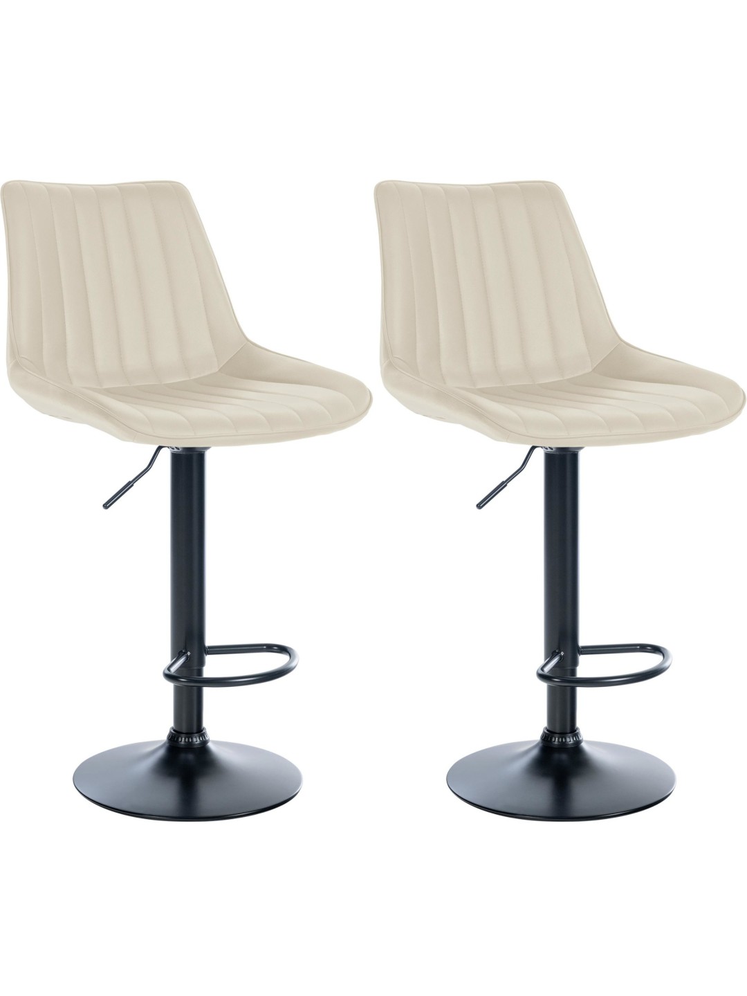 Lot de 2 tabourets de bar Toni simili cuir, crème