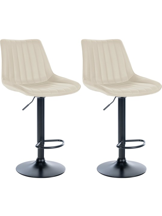 Lot de 2 tabourets de bar Toni simili cuir, crème
