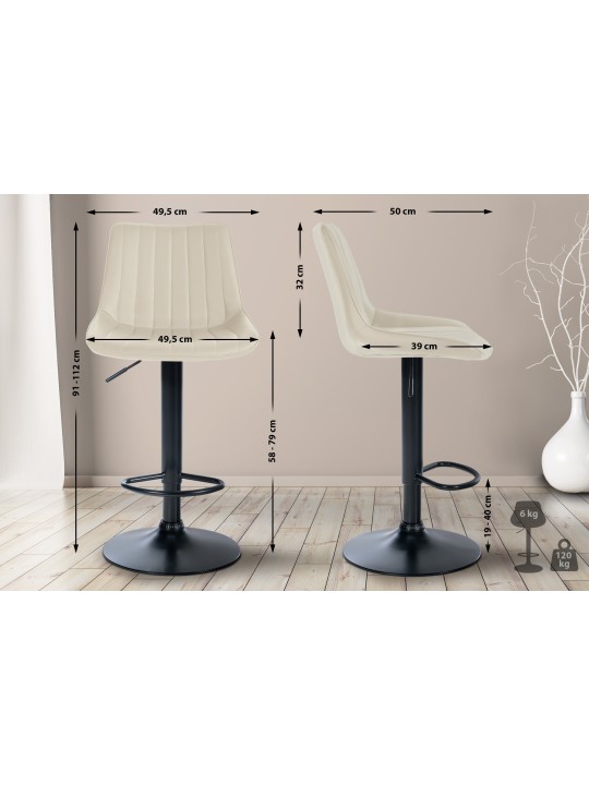 Lot de 2 tabourets de bar Toni simili cuir, crème