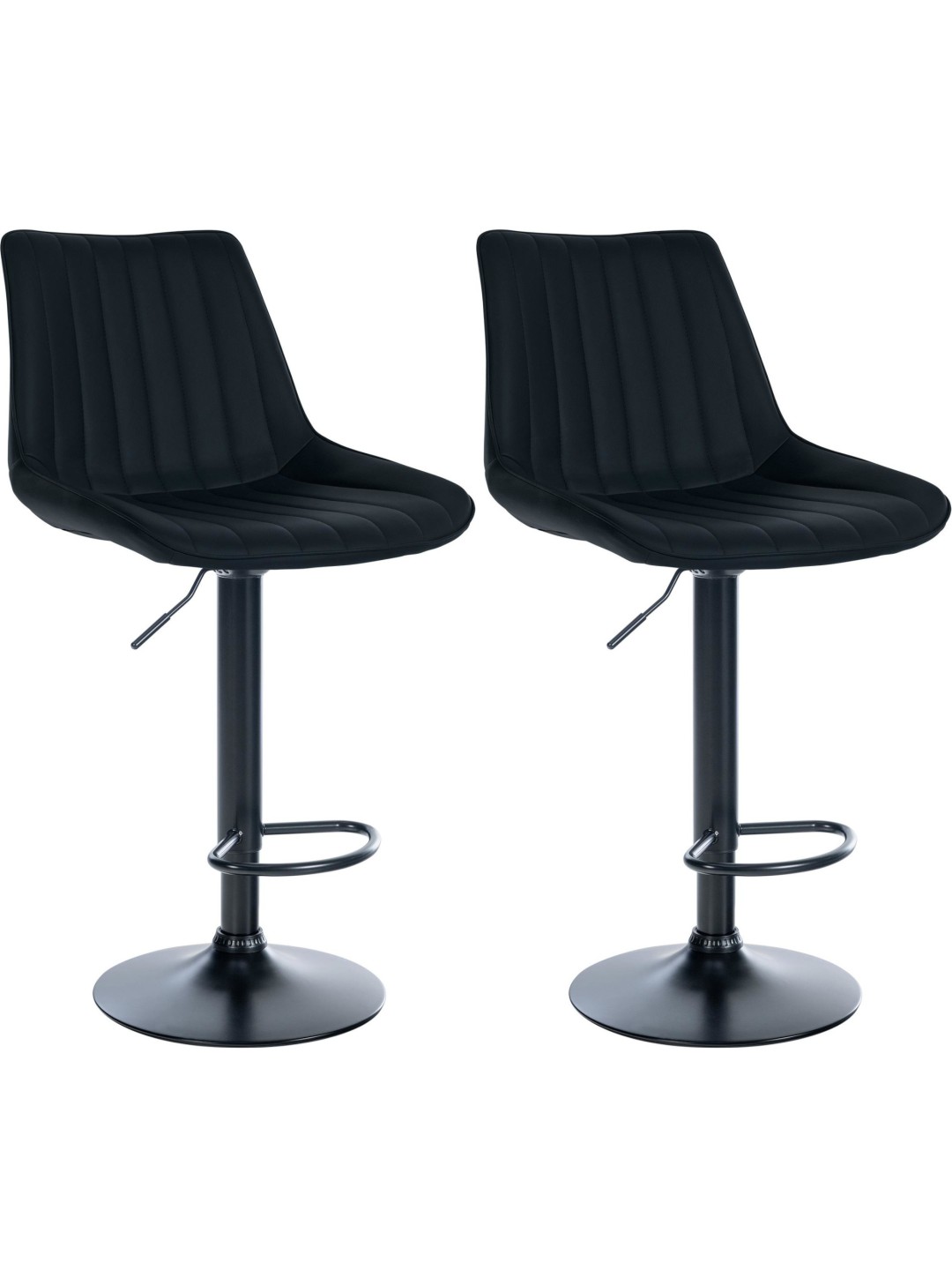 Lot de 2 tabourets de bar Toni simili cuir, noir