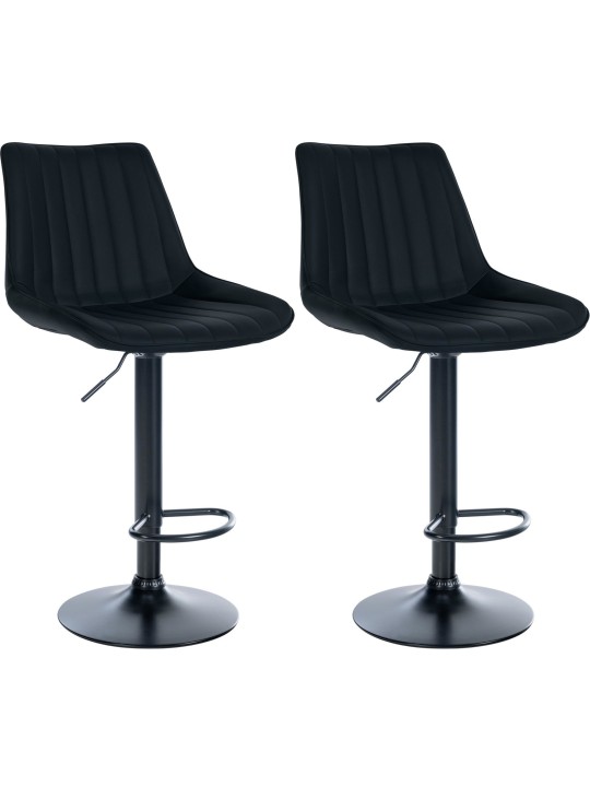 Lot de 2 tabourets de bar Toni simili cuir, noir