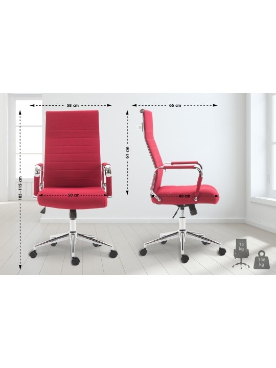 Chaise de bureau Columbus tissu, rouge