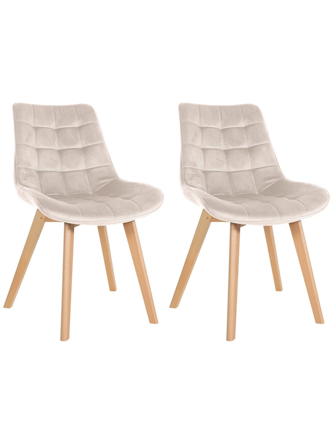 Lot de 2 chaises Brook velours, crème