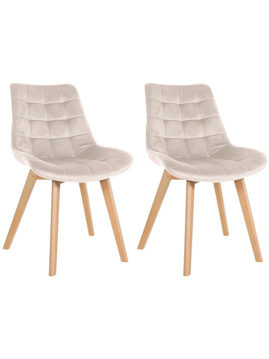 Lot de 2 chaises Brook velours, crème