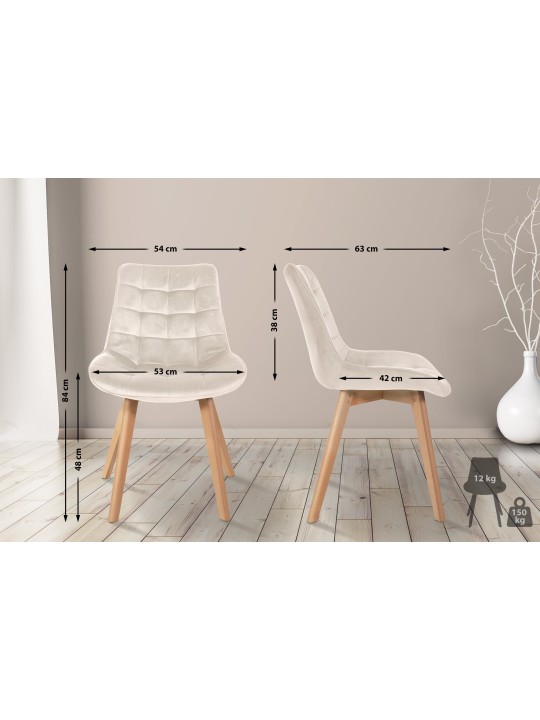 Lot de 2 chaises Brook velours, crème
