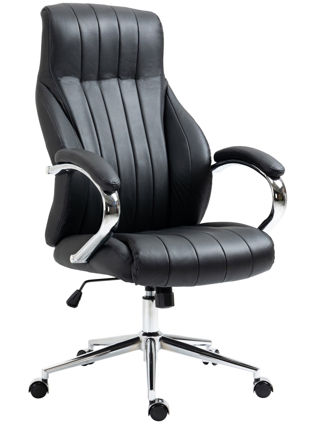 Chaise de bureau Wigan en cuir véritable, noir