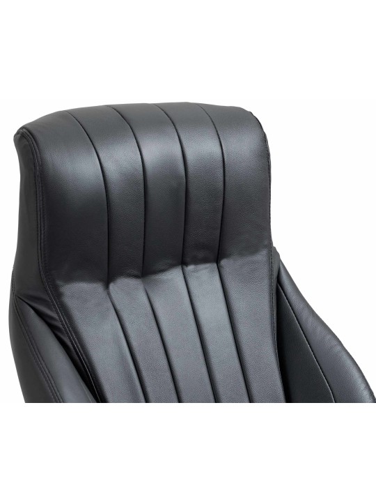 Chaise de bureau Wigan en cuir véritable, noir