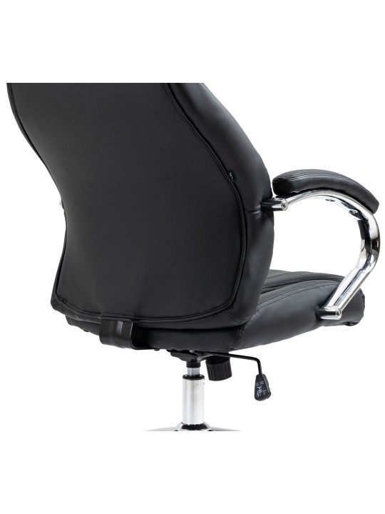 Chaise de bureau Wigan en cuir véritable, noir