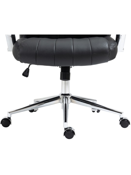 Chaise de bureau Wigan en cuir véritable, noir