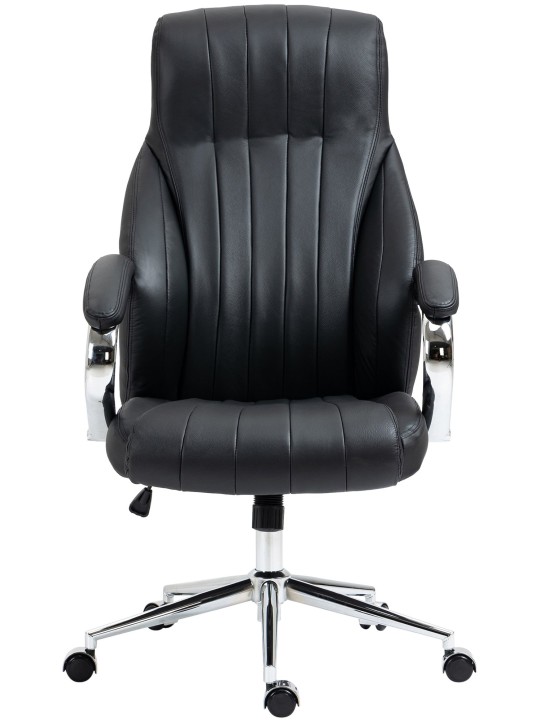 Chaise de bureau Wigan en cuir véritable, noir