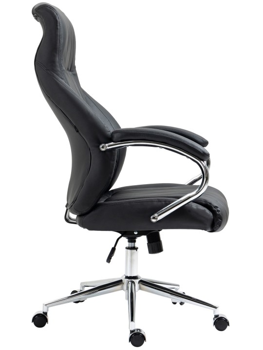 Chaise de bureau Wigan en cuir véritable, noir