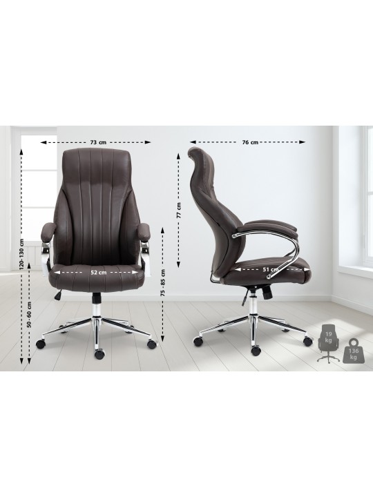 Chaise de bureau Wigan cuir véritable, brun