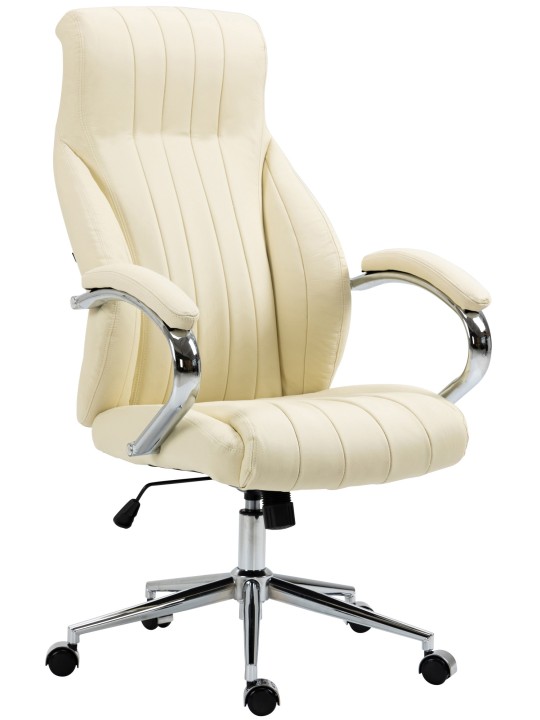 Chaise de bureau Wigan cuir véritable, crème