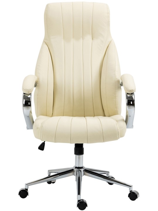 Chaise de bureau Wigan cuir véritable, crème