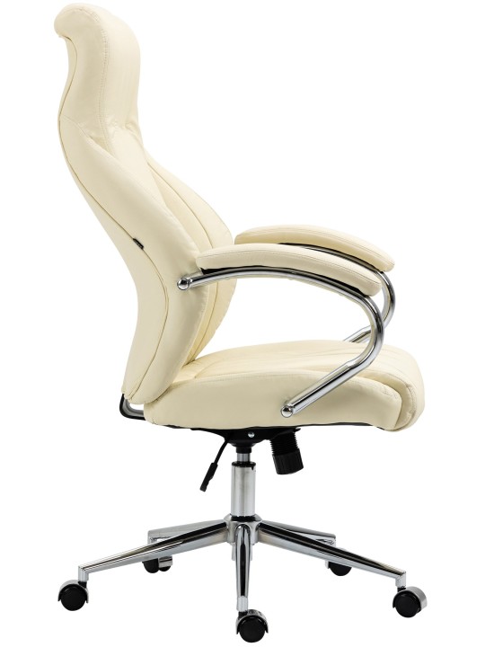 Chaise de bureau Wigan cuir véritable, crème