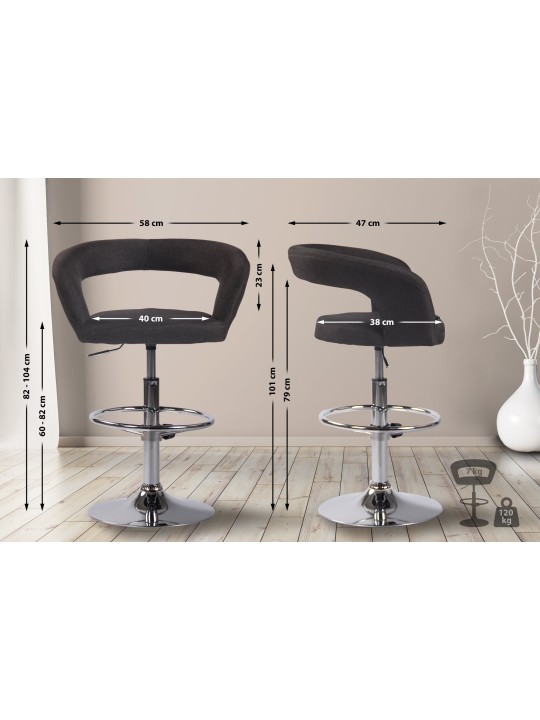 Tabouret de bar Jaen tissu, gris foncé Tabouret de bar Jaen tissu, gris foncé