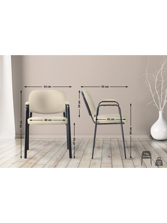 Chaise visiteur Ken PRO tissu, crème