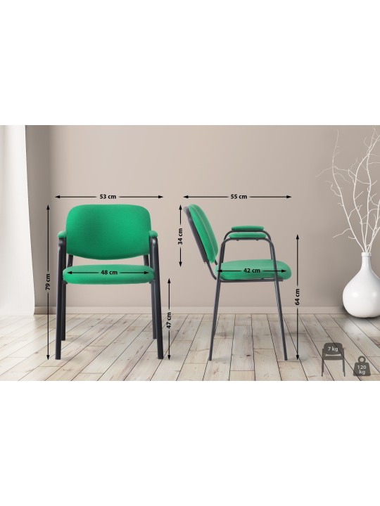 Chaise visiteur Ken PRO tissu, vert