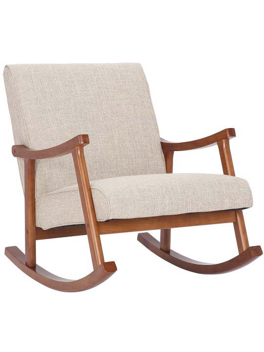 Chaise à bascule Morelia tissu noyer, crème Chaise à bascule Morelia tissu noyer, crème